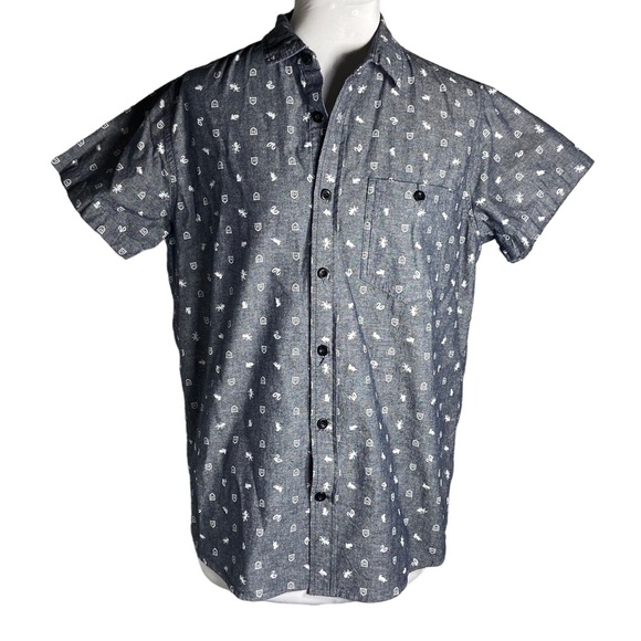 Warner Bros Hogwarts Short Sleeve Button Down Shirt Size Medium - Picture 1 of 8